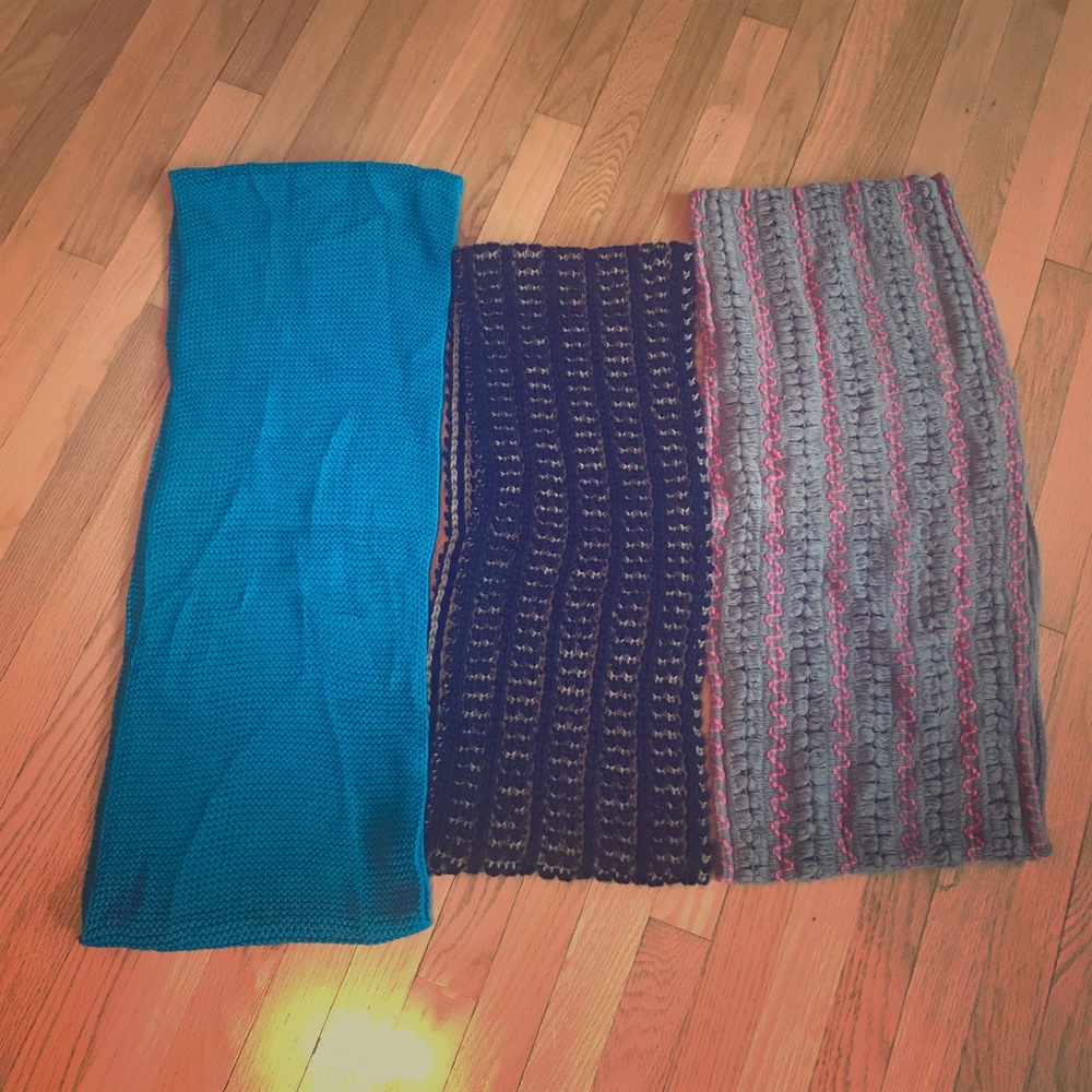 Infinity soft yarn scarves